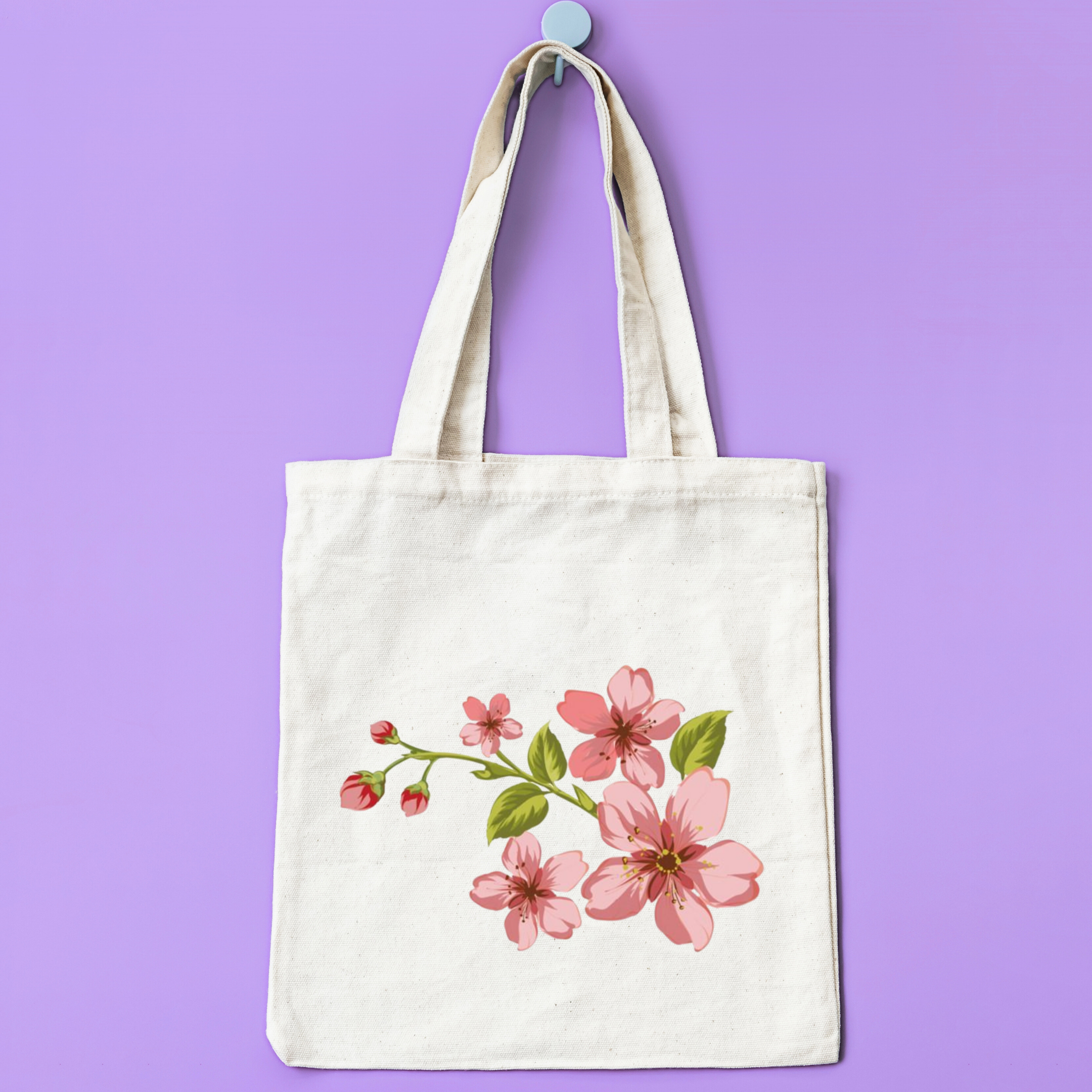 Cherry Blossom Zipper Tote Bag – Elegant & Stylish Canvas Bag